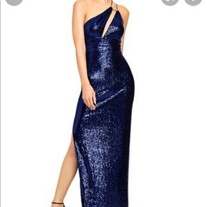 Aidan by Aidan Mattox - Asymmetrical Cutout Sequin Gown - Size XS